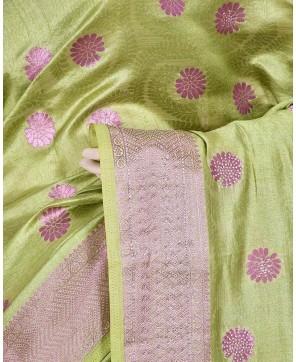 Pista Zari Tussar Saree