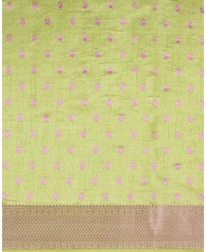 Pista Zari Tussar Saree