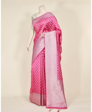 Pink Ivory Zari Skirt Buti Banarasi Saree