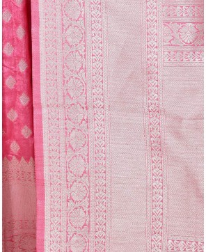 Pink Ivory Zari Skirt Buti Banarasi Saree