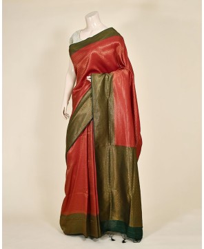 Red Soft Silk All-Over Zari Work Banarasi Saree