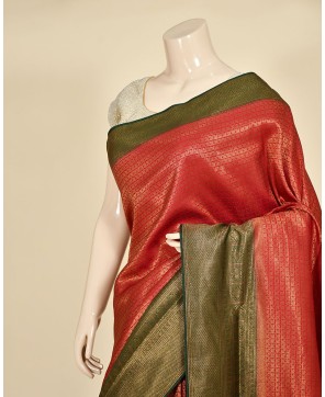 Red Soft Silk All-Over Zari Work Banarasi Saree