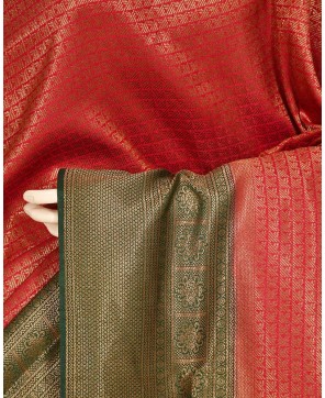 Red Soft Silk All-Over Zari Work Banarasi Saree