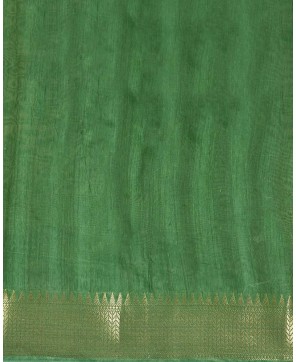 Green Art Silk Hand Print Checks Work Banarasi Saree