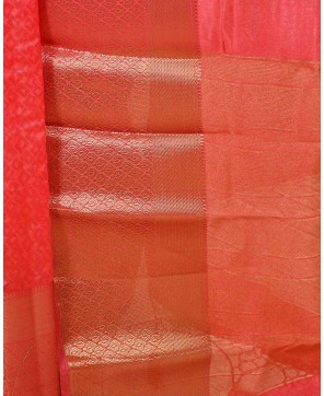 Strawberry Art Dupian Zari Embose Work Banarasi Saree