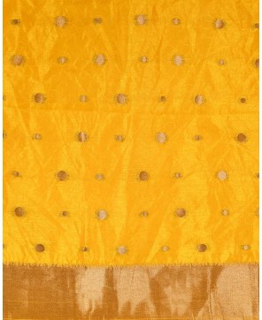 Yellow Art Chiffon Zari Buti Work Banarasi Saree