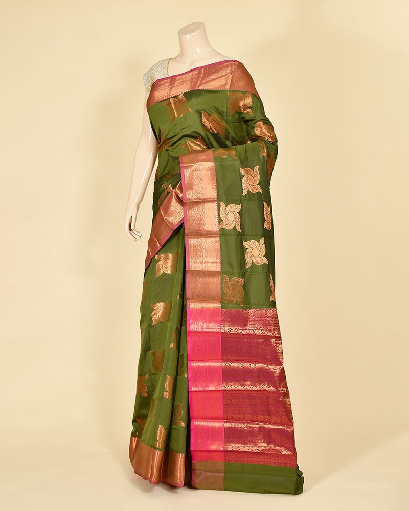 Green Art Silk Banarasi All Over Buta Work Banarasi Saree