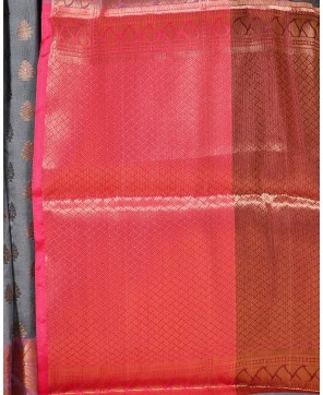 Steel Grey Cotton Banarasi Buti Work Banarasi Saree