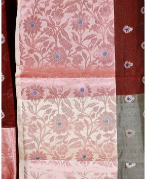 Maroon Cotton Banarasi Buti Work Banarasi Saree