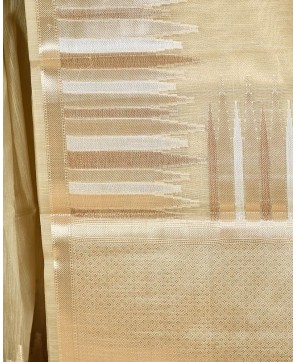 Royal Beige Cotton Banarasi Plain Work Banarasi Saree