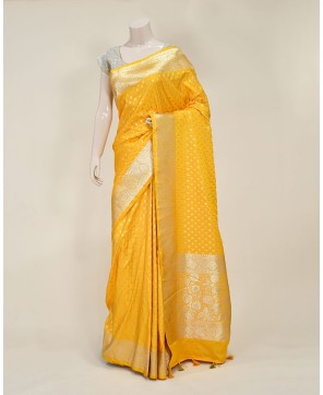 Art Silk Golden Yellow Banarasi Saree