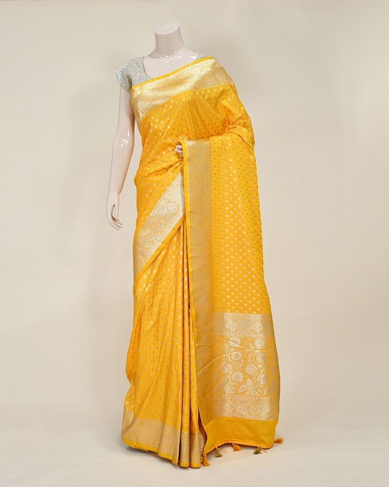 Art Silk Golden Yellow Banarasi Saree