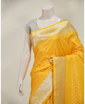 Art Silk Golden Yellow Banarasi Saree