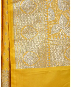 Art Silk Golden Yellow Banarasi Saree