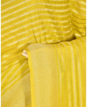 Lemon Yellow Banarasi Georgette Silver Zari Saree