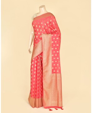 Strawberry Banarasi Georgette All Over Buti Saree