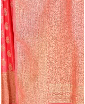 Strawberry Banarasi Georgette All Over Buti Saree