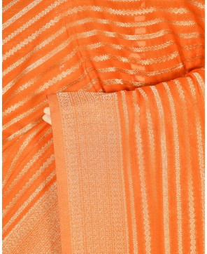 Orange Banarasi Georgette Silver Zari Saree