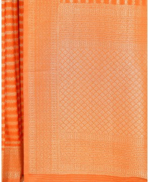 Orange Banarasi Georgette Silver Zari Saree