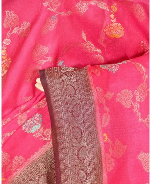 Gajri Self Contrast Banarasi Georgette Alfi Jaal Saree