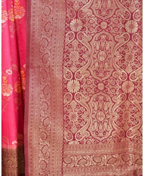 Gajri Self Contrast Banarasi Georgette Alfi Jaal Saree