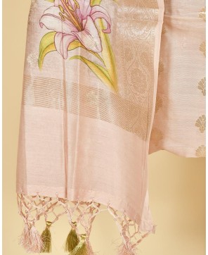 Peach Dupian Silk Digital Print Suit