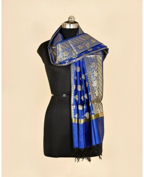 Royal Blue Tafeta Art Silk Banarasi Dupatta