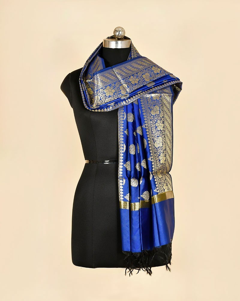 Royal Blue Tafeta Art Silk Banarasi Dupatta