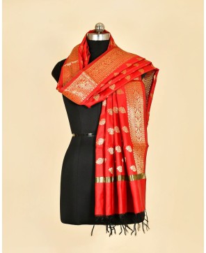 Red Tafeta Art Silk Banarasi Dupatta