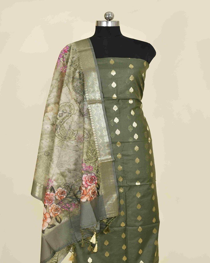 Mehndi Dupian Silk Digital Print Suit