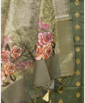 Mehndi Dupian Silk Digital Print Suit