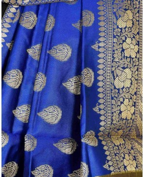 Royal Blue Tafeta Art Silk Banarasi Dupatta