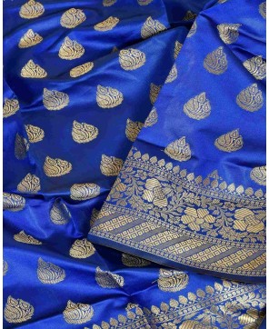 Royal Blue Tafeta Art Silk Banarasi Dupatta