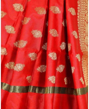 Red Tafeta Art Silk Banarasi Dupatta