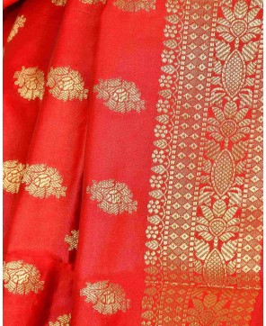 Red Tafeta Art Silk Banarasi Dupatta