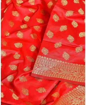 Red Tafeta Art Silk Banarasi Dupatta