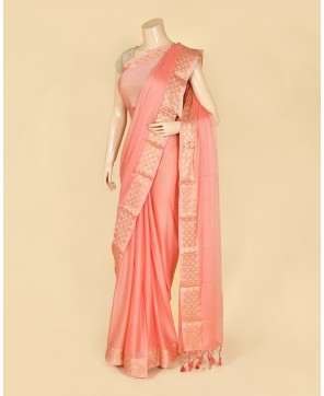 Strawberry Chinon Checks Border Saree