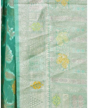 Sea Green Organza Alfi Jaal Banarasi Saree