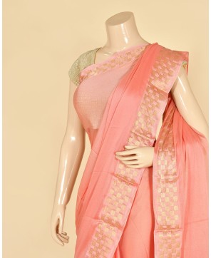 Strawberry Chinon Checks Border Saree