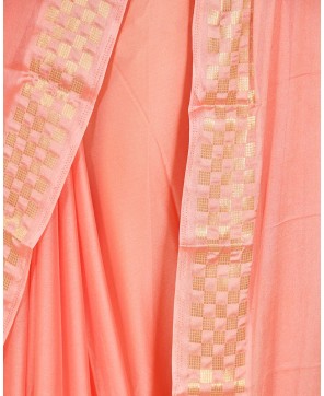 Strawberry Chinon Checks Border Saree