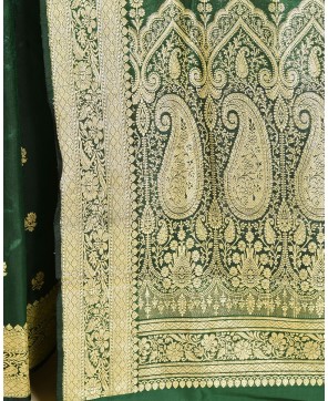 Bottle Green Pure Katan Banarasi Buti Saree