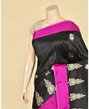 Black Pure Katan Banarasi Buti Saree