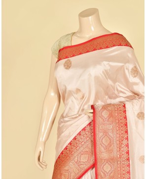 Cream Pure Katan Banarasi Buta Saree