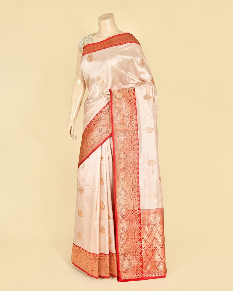 Cream Pure Katan Banarasi Buta Saree