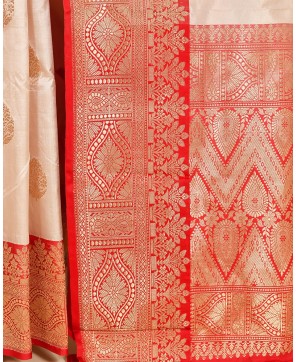 Cream Pure Katan Banarasi Buta Saree