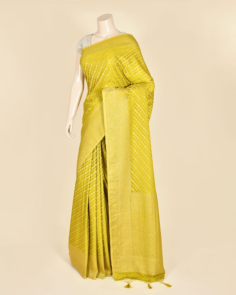 Lemon Yellow Banarasi Georgette Aada Jaal Saree