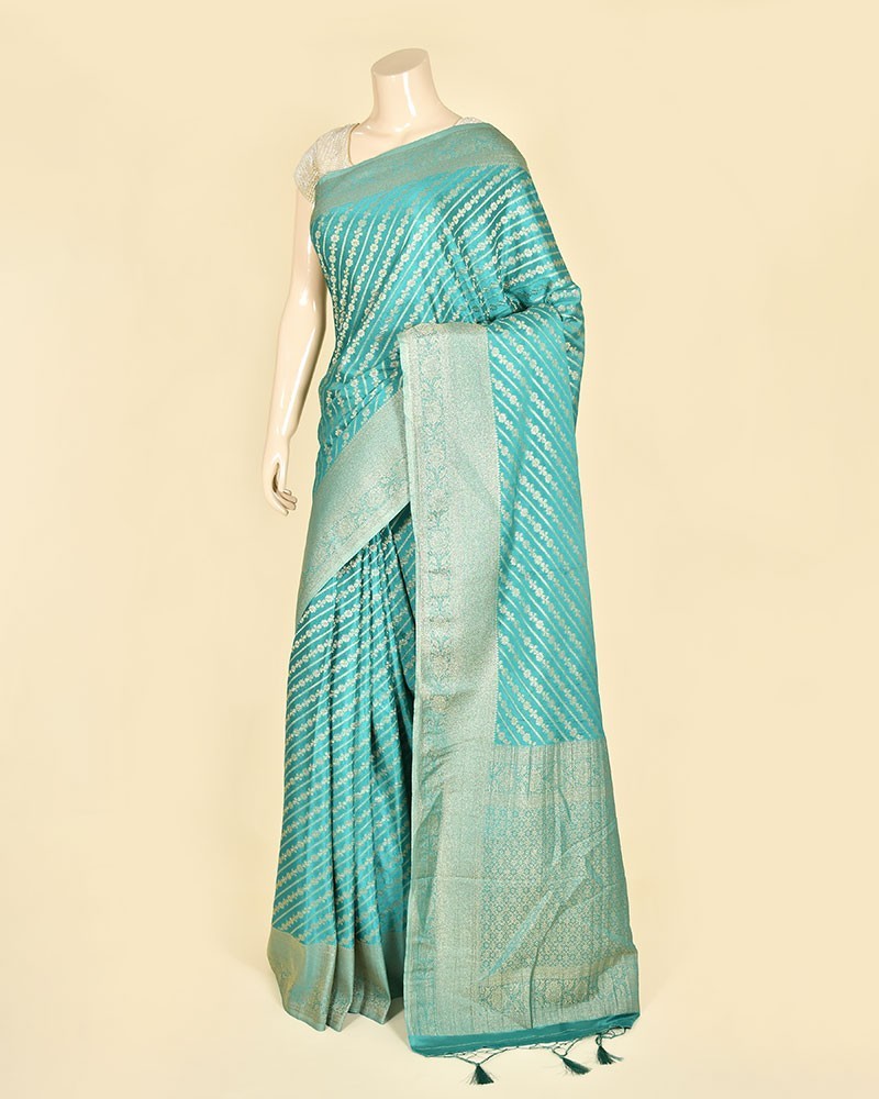 Light Sapphire Banarasi Georgette Aada Jaal Saree