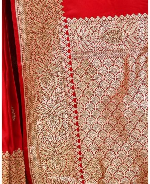 Bridal Red Banarasi Saree With Swarovski Work