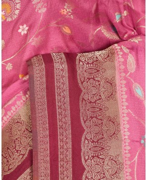 Gajri Self Contrast Banarasi Georgette Alfi Jaal Saree