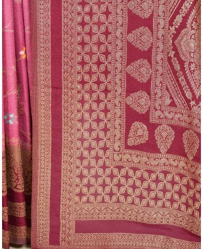 Gajri Self Contrast Banarasi Georgette Alfi Jaal Saree